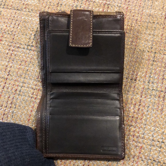 COACH Patchwork Bifold Brown Leather Madras Wallet with Coin Section - Picture 8 of 17